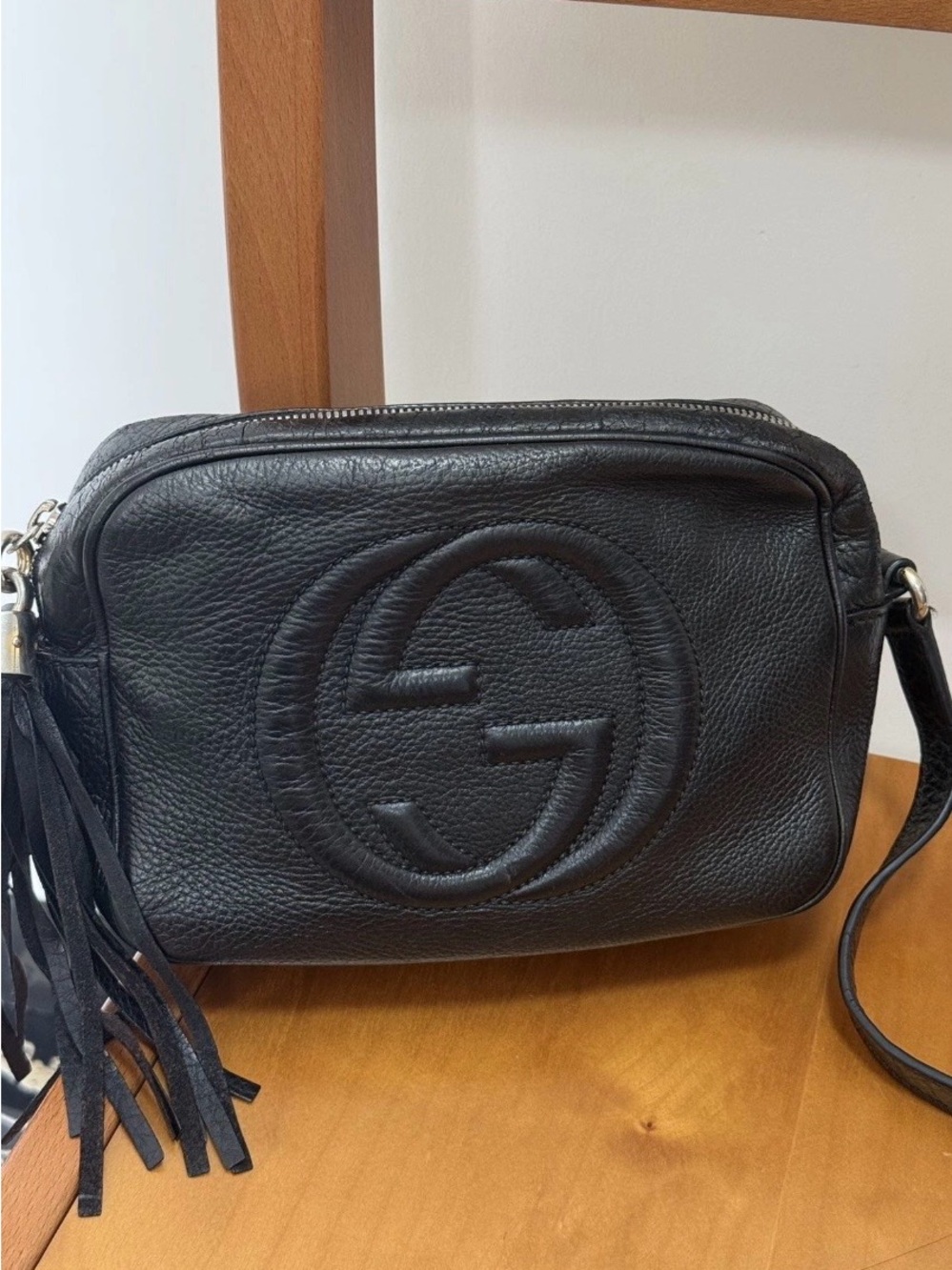 Gucci Black Leather Soho Disco Tassel Crossbody - see description,